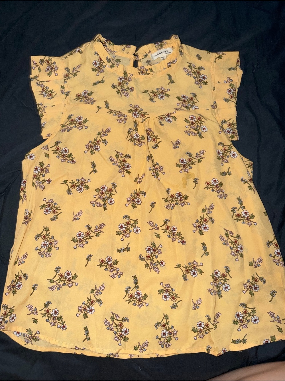 Monteau Yellow Floral Flutter Sleeve Blouse
